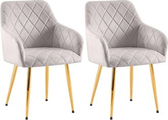 Clp Clp - Lote De 2 Sillas De Comedor Monett Terciopelo Gris Metal Oro