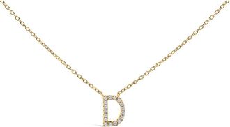 House of Brilliance 10K Yellow Gold Diamond Accent A-Z Block Initial Pendant Necklace in Yellow Gold | D at Nordstrom