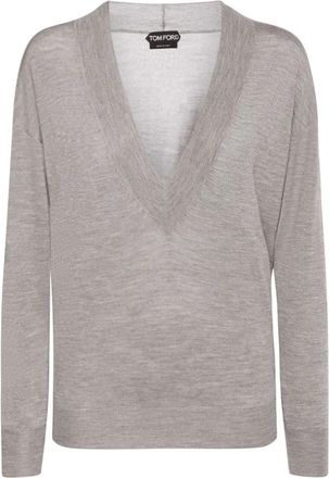 Tom Ford Truien - Dames - V-hals truien - Grijs - S - Truien & Vesten