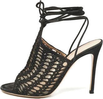 Gianvito Rossi 105 mm gehaakte sandalen met veters en hak - Zwart