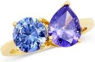 Savvy Cie Jewels Cubic Zirconia Toi et Moi Ring in Blue at Nordstrom Rack, Size 10