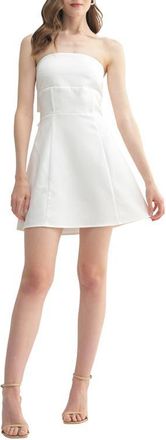 All in Favor Bow Back Strapless Fit & Flare Minidress in White at Nordstrom, Size X-Large