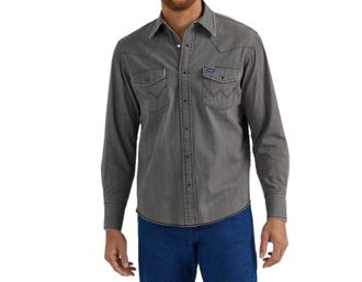 Wrangler Mens Wash Denim Shirt In Vintage Black