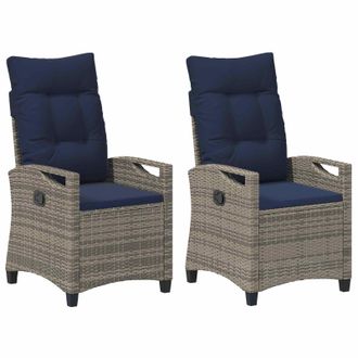 vidaXL Silla De Jard&iacute;n 2 Pcs Gris Y Azul Marino 56 X 60 X 112 Cm Vidaxl