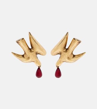 Saint Laurent Dove embellished drop earrings
