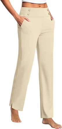 Generic Casual Pants for Women Yoga Pants for Women Workout Pants High Waist Athletic Workout Leggings Yoga Pant (Beige, XXXXL)