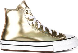 Converse Sneakers, female, Yellow, 3 UK, Junior Leather Trainers in Gold Metallic
