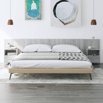 vidaXL Vidaxl - Testiera Letto con Comodini in Legno Multistrato Grigio Sonoma