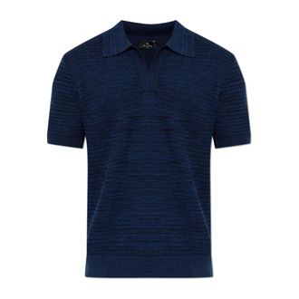 Etro Etro, Polo Shirts, male, Blue, Size: 2XL Decorative Knit Polo