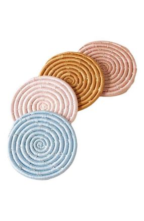 Indego Africa Solid Mixed Set of 4 Coasters in Tan at Nordstrom, Size Small