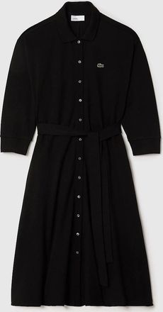 Lacoste Womens 3/4 Sleeve Pique Polo Dress - Black - Size: 14