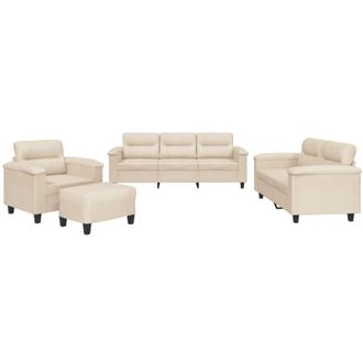 vidaXL Juego De Sof&aacute;s Con Cojines 4 Piezas Tela Microfibra Beige Vidaxl