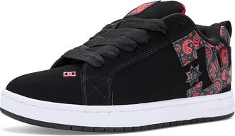 DC Court Graffik Mens Skate Shoes Black/Grey/Red/Print : 10.5 D - Medium, Leather