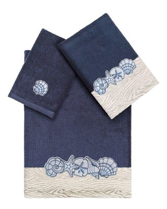 Linum Home Textiles 100% Turkish Cotton Shell Row 3Pc Embellished Towel Set