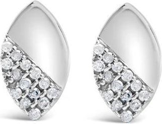 House of Brilliance Silver 1/6 Ct Diamond and Mirror Polish Pear Shape Stud Earrings in White at Nordstrom