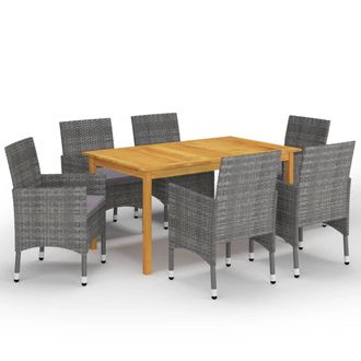 vidaXL Set Mobili Da Pranzo Per Giardino 7 Pz Grigio - Vidaxl