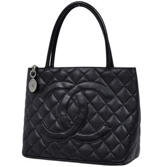 Chanel Black Grained Calfskin Handbag Tote Bag (Pre-Owned)