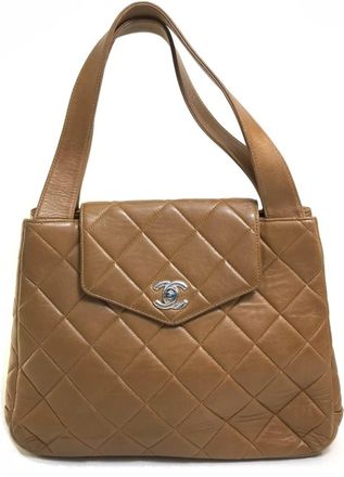 Chanel Brown Leather Handbag Tote Bag (Pre-Owned)
