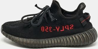 adidas Black/Red Knit Fabric Boost 350 V2 Bred Sneakers Size 40 2/3