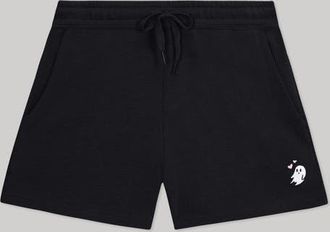 Dalix Womens Heartly Ghost Midweight Washed Fleece Shorts in Black at Nordstrom, Size Xx-Large