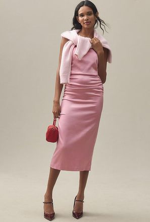 BHLDN Selena Strapless Stretch Satin Midi Dress