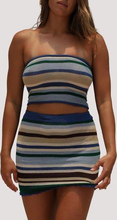 Stone Fox Swim Nica Stripe Crop Cover-Up Tube Top in Cape Verde Stripe at Nordstrom, Size X-Small