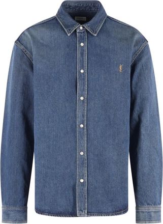Saint Laurent Cassandre Shirt - Heren - Overhemden - Blauw - Maat: L Katoen