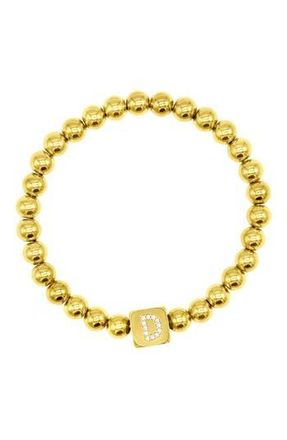 Adornia Crystal Initial Stretch Bracelet in Gold-D at Nordstrom Rack