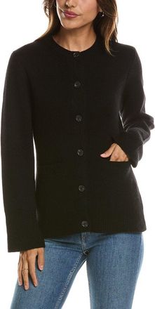 Fort&eacute; Cashmere Double Knit Button Crew Wool & Cashmere-Blend Cardigan