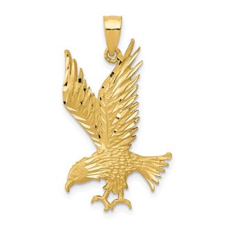 Diamond2Deal 14k Yellow Gold Polished and Diamond-cut Eagle Pendant