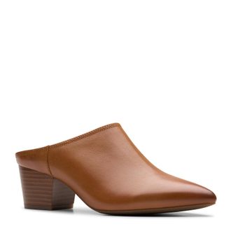Clarks Womens Ellanie Pace Mule, Tan Leather, 7