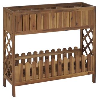 Hhg [nunca Usado] Jardinera Elevada Hhg-450, Macetero/jardinera, Estante Para Flores, Para Exterior, Madera De Acacia Con Certificaci&oacute;n Mvg, 90 X 95 X 31 