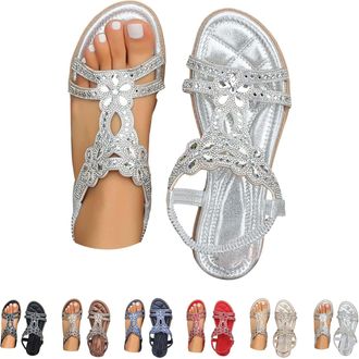 Generic Sandals for Women Silver Flat Wide Fit Sandals for Womens Slip On Wedges Sandal Gold Silver Shiny Slingback Comfy Trainer Beach Shoes Comfortable Dres