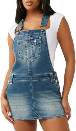 True Religion Denim Overall Minidress in Floral Dream at Nordstrom, Size Xx-Large