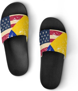 Generic U.S.A And Bosnia And Herzegovina Vintage Flag Unisex Beach Slippers & Pool Slides Anti-Slip House Shoes for Home Outdoor
