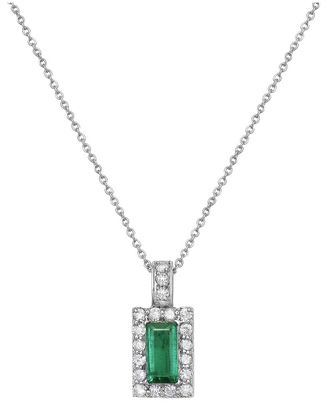 Forever Creations Forever Creations 14K 1.65 Ct. Tw. Diamond & Emerald Halo Pendant Necklace