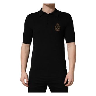 Dolce & Gabbana Short Sleeves Polo T-shirt - male - Dolce & Gabbana - Polo Shirts - Black - M - Tops