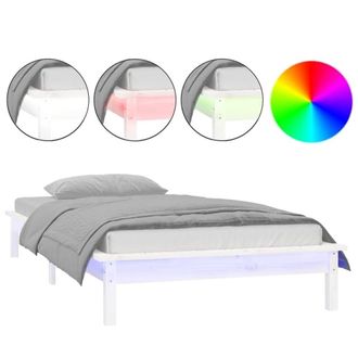 Berkfield Home LED Bed Frame White 75x190 cm Small Single Solid Wood