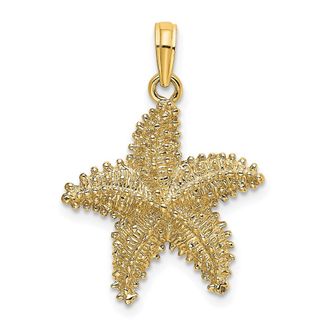 Diamond2Deal 14k Yellow Gold Beaded Textured Starfish Charm Pendant