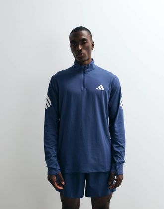 adidas Adi365 Iconic - Top con zip corta indaco tecnico e bianco-Blu