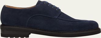 Bergdorf Goodman Mens Suede Apron-Toe Derby Shoes