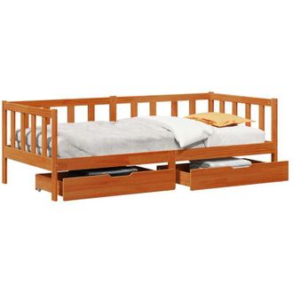 vidaXL Daybed with Headboard 3 pcs Wax Brown Solid Pine Wood vidaXL