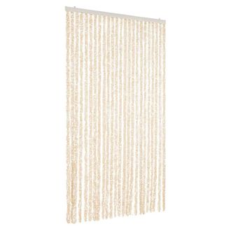 Berkfield Home Fly Curtain Beige & White 100x230 cm Chenille