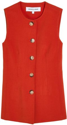 Veronica Beard Jessup Darted Tailored Vest - Red - 12 (UK16 / XL)