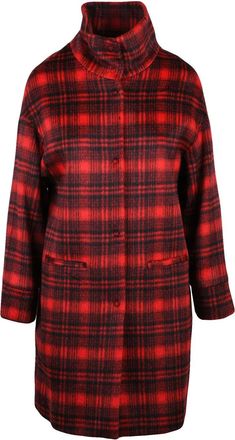 Olivier Horigamy Red-Black Virgin Wool-Blend Coat