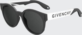 Givenchy Mens Round Stainless Steel Logo-Print Sunglasses