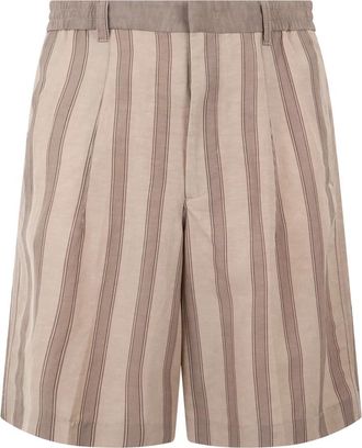 Emporio Armani Linnenmix Bermuda Shorts - Heren - Korte Broeken - Beige - M - Linnen - Korte Broeken