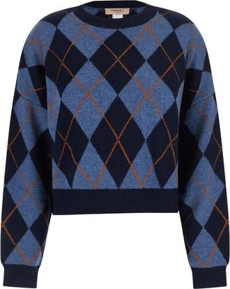 Twinset Diamond Jacquard Sweater - Dames - Truien - Veelkleurig - Maat: Xs/S Katoen