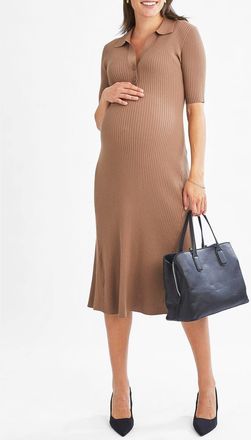 Angel Maternity Elegance Knit Maternity Midi Dress in Taupe at Nordstrom, Size X-Large