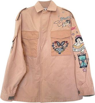 Valentino Garavani Pale pink cotton twill embellished jacket Size L